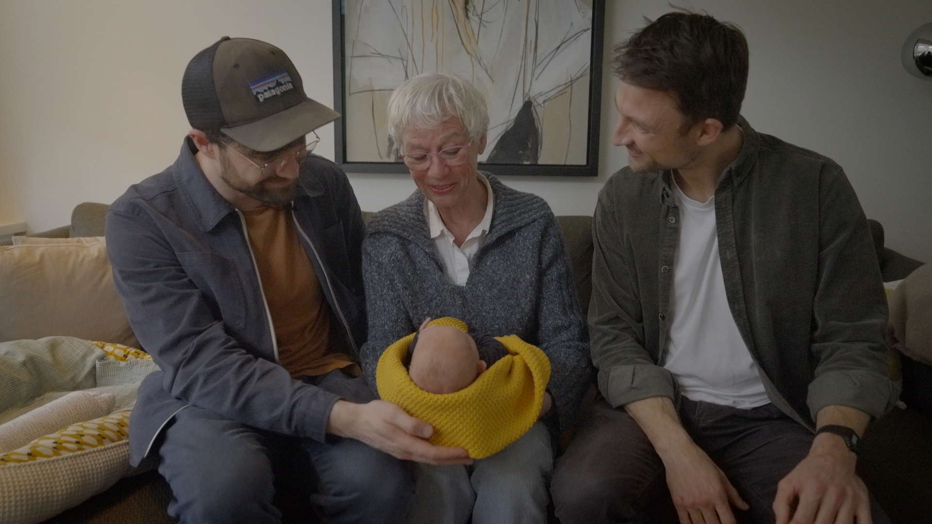Wilma, Thomas en Max samen met Mats, het nieuwe familielid