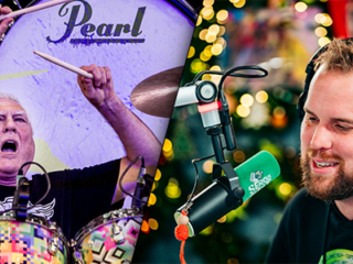 Golden Earring drummer Cesar Zuiderwijk belt met het Glazen Huis