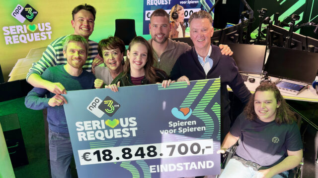 Definitieve eindstand 3FM Serious Request 2025: €18.848.700,- voor Spieren voor Spieren