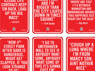 Rap quotes op verkeersborden in New York