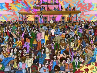 Zoeken zul je: vind de verloren regenlaars in dit festivalplaatje!