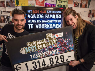 De tussenstand van 3FM SR16, dinsdag: €1.314.829,-