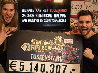 De tussenstand van 3FM SR16, vrijdag: € 5.140.307,-