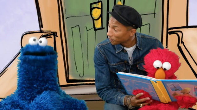 Pharrell op bezoek in Sesamstraat