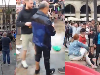 Liverpool-fans maken Aziatische man belachelijk en gooien hem in fontein