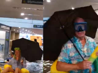 Zweedse reizigers houden poolparty in ondergelopen treinstation