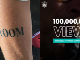 Yung Felix legt 100 miljoen views van Loco eeuwig vast met tatoeage