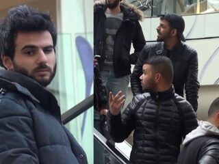 PRANK: Hand van onbekende mannen strelen op de roltrap