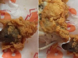 Vrouw vindt gefrituurde rat tussen haar kip