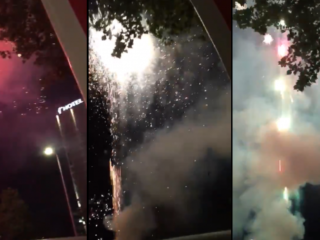 Fans van Ajax steken vuurwerk af bij hotel waar Tottenham Hotspur verblijft