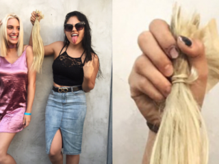 YouTuber claimt haar haren te hebben gedoneerd, maar het zijn gewoon extensions