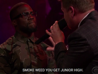 VIDEO: Kevin Hart en James Corden gaan hard tegen hard in rapbattle