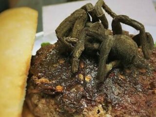 WTF: Hamburger met vogelspin op menu Amerikaans restaurant