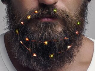 Vrolijke kerstlichtjes voor in je baard