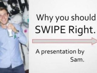 Student tilt de Tindergame naar nieuw level met Powerpoint over zichzelf