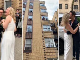 Man trouwt koppel uit New York vanuit flatraam door coronacrisis