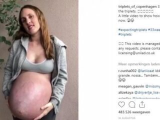 Moeder van drieling post foto's van lichaam voor en na bevalling