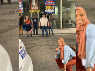 Moslima gaat viraal met selfie bij anti-islamdemonstratie