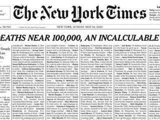 The New York Times eert bijna duizend coronadoden op de voorpagina met korte omschrijving
