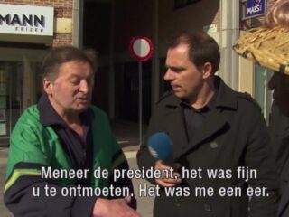 Donkere Donald Trump bezoekt België onaangekondigd