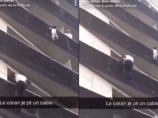 Fransman redt op knappe wijze kindje (4) dat aan balkonrand hangt