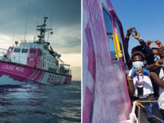 Banksy financiert boot om vluchtelingen in Middellandse Zee te redden