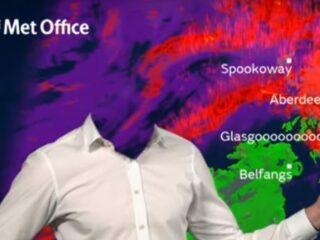 VIDEO: Britse weerman voorspelt het weer zonder hoofd!