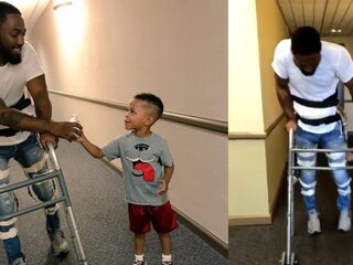 VIDEO: Slachtoffer politiegeweld werd opgegeven door dokters, maar loopt weer dankzij zoontje