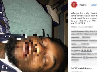 Offset deelt schokkende foto's van zwaar ongeluk en dankt God