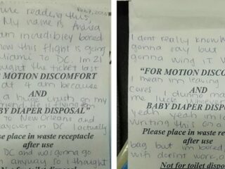 Het internet is op zoek naar Andrea die geheim liefdesbriefje in vliegtuig achterliet