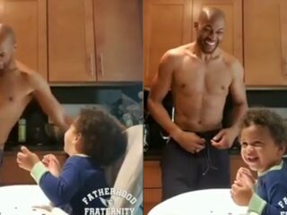 Cute: Peuter gaat helemaal stuk om dansende vader