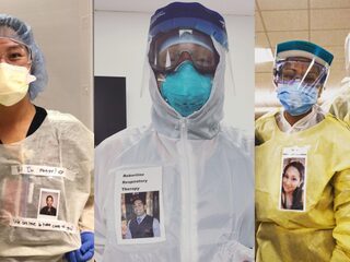 Verplegers plakken selfies op beschermpakken om patiënten gerust te stellen