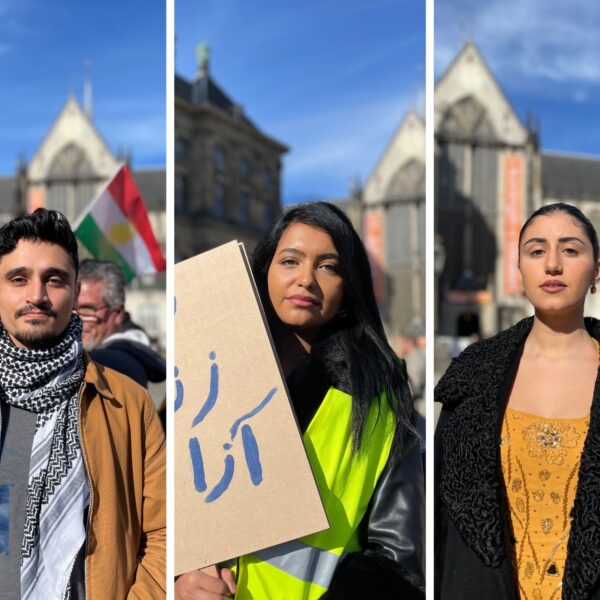 Jongeren demonstreren voor Iraanse, Koerdische en Afghaanse vrouwenrechten