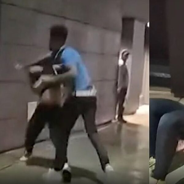 Rapper Blueface en zijn vriendin gaan op straat met elkaar op de vuist