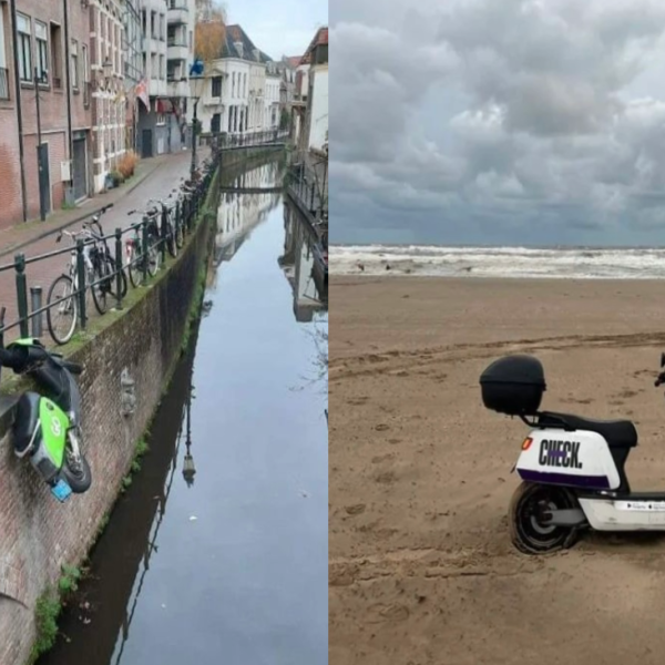 Laura (33) gaat viral met foto's van gek geplaatste deelscooters