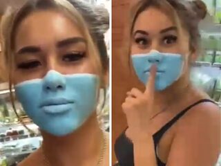 Influencer winkelt met geverfd mondkapje, paspoort wordt in beslag genomen