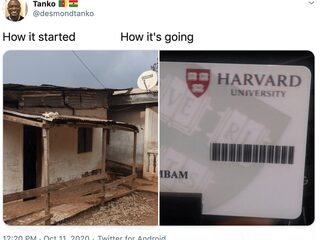 Van armoede in Kameroen naar Harvard: man gaat viral met inspirerende tweet