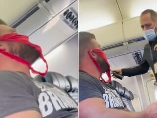 Amerikaan uit vliegtuig gekickt omdat hij string als mondkapje gebruikte