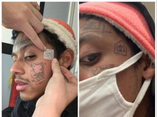 Amerikaan laat Albert Heijn-logo op gezicht tatoeëren