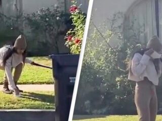 Mia Khalifa raapt poep op met mondkapje, zet het daarna terug op