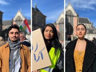 Jongeren demonstreren voor Iraanse, Koerdische en Afghaanse vrouwenrechten