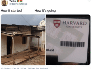 Van armoede in Kameroen naar Harvard: man gaat viral met inspirerende tweet