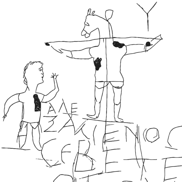 De eerste afbeelding van Jezus was een spotprent