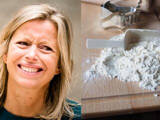 Minister Ollongren neemt een hap meel