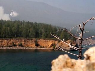 Onblusbaar vuur in Siberische natuur