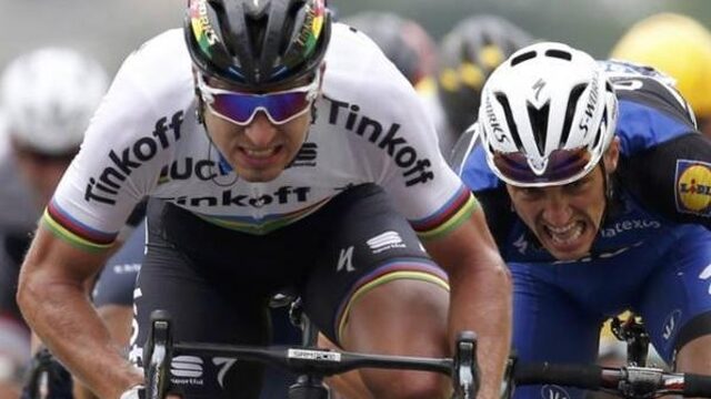 Sagan wint etappe en grijpt geel