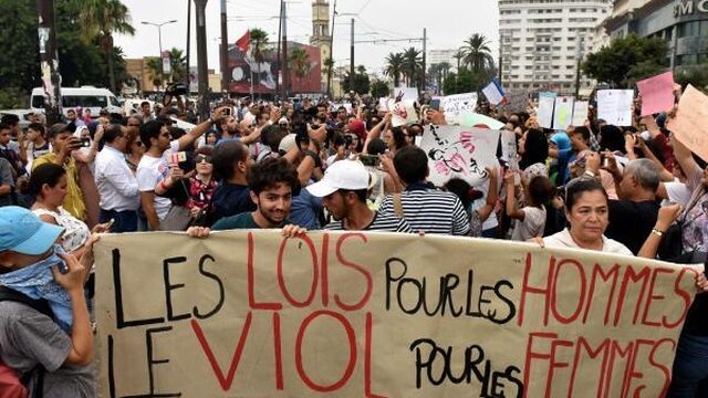 Protest tegen seksuele intimidatie in Marokko