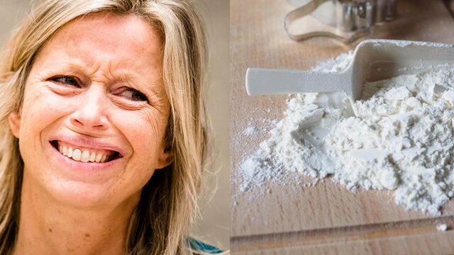 Minister Ollongren neemt een hap meel