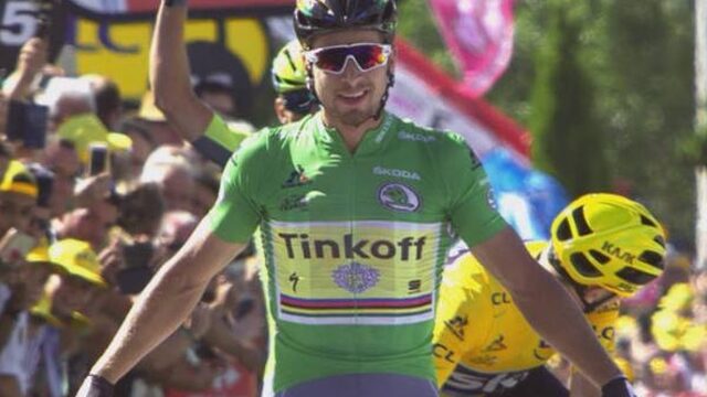 Sagan wint rit, Froome pakt tijd