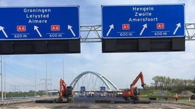 Nieuwe wegindeling op de A1 van kracht